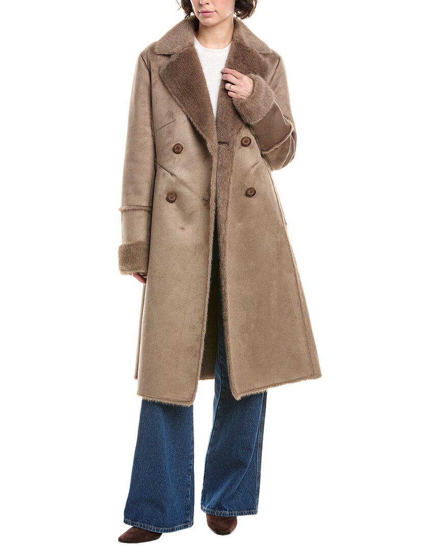Via Spiga Waist Dart Coat In Brown