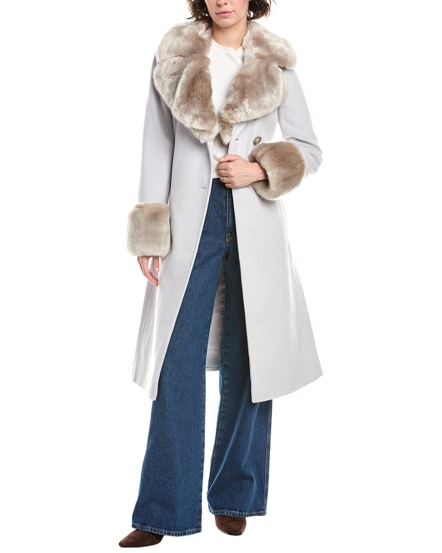 Via Spiga Wool-blend Belted Coat In Gray