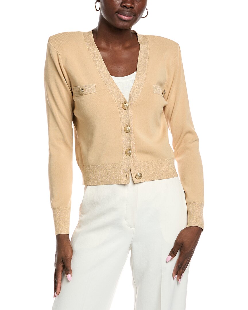 L'agence Taya Cropped V-neck Cardigan In Brown