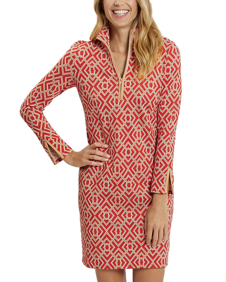 Jude Connally Anna Printed Ponte Dress In Garden Lattice Paprika In Red