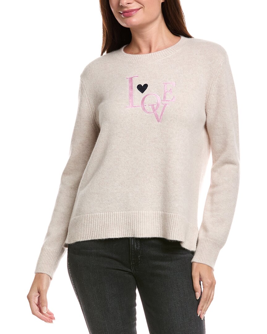 The Cashmere Project Love Heart Embroidered Cashmere Sweater In Neutral