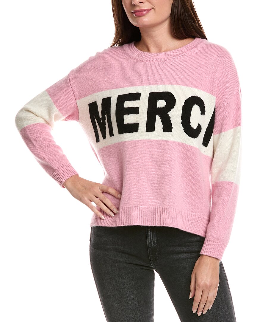 The Cashmere Project Merci Tricolor Cashmere Sweater In Pink