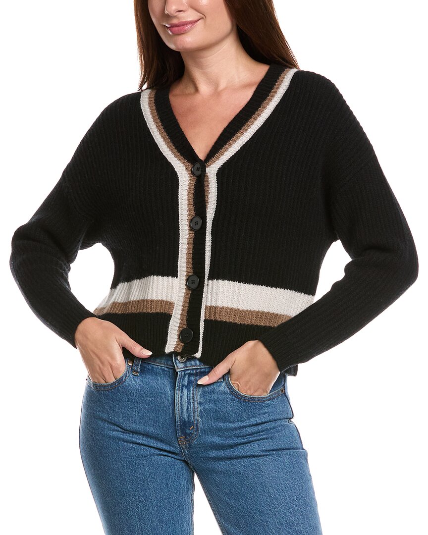The Cashmere Project Varsity Cashmere Cardigan In Multi