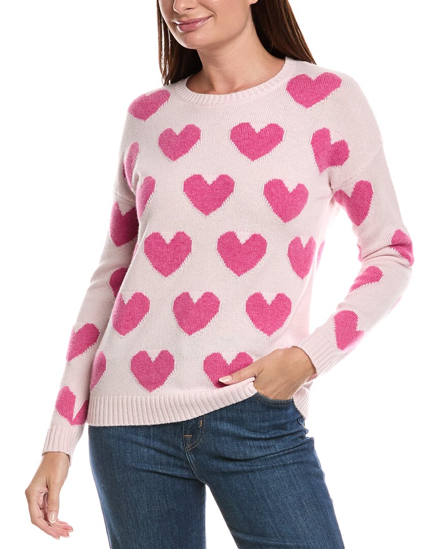 The Cashmere Project Allover Heart Cashmere Sweater In Pink