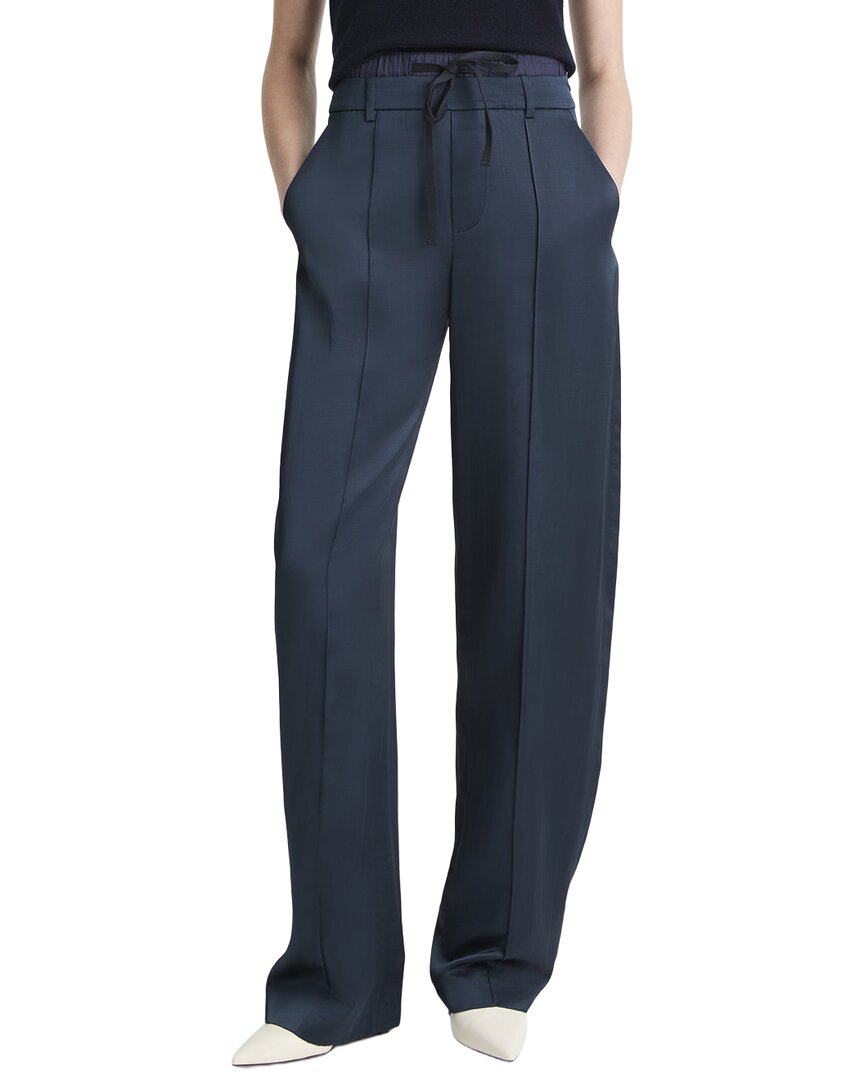Vince Mid Rise Double Waistband Drawstring Pant In Blue