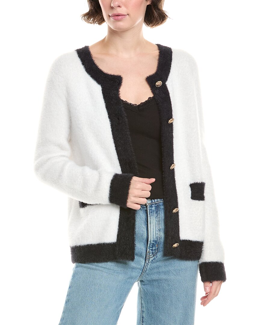 Design History Fuzzy Eyelash Cardigan In White