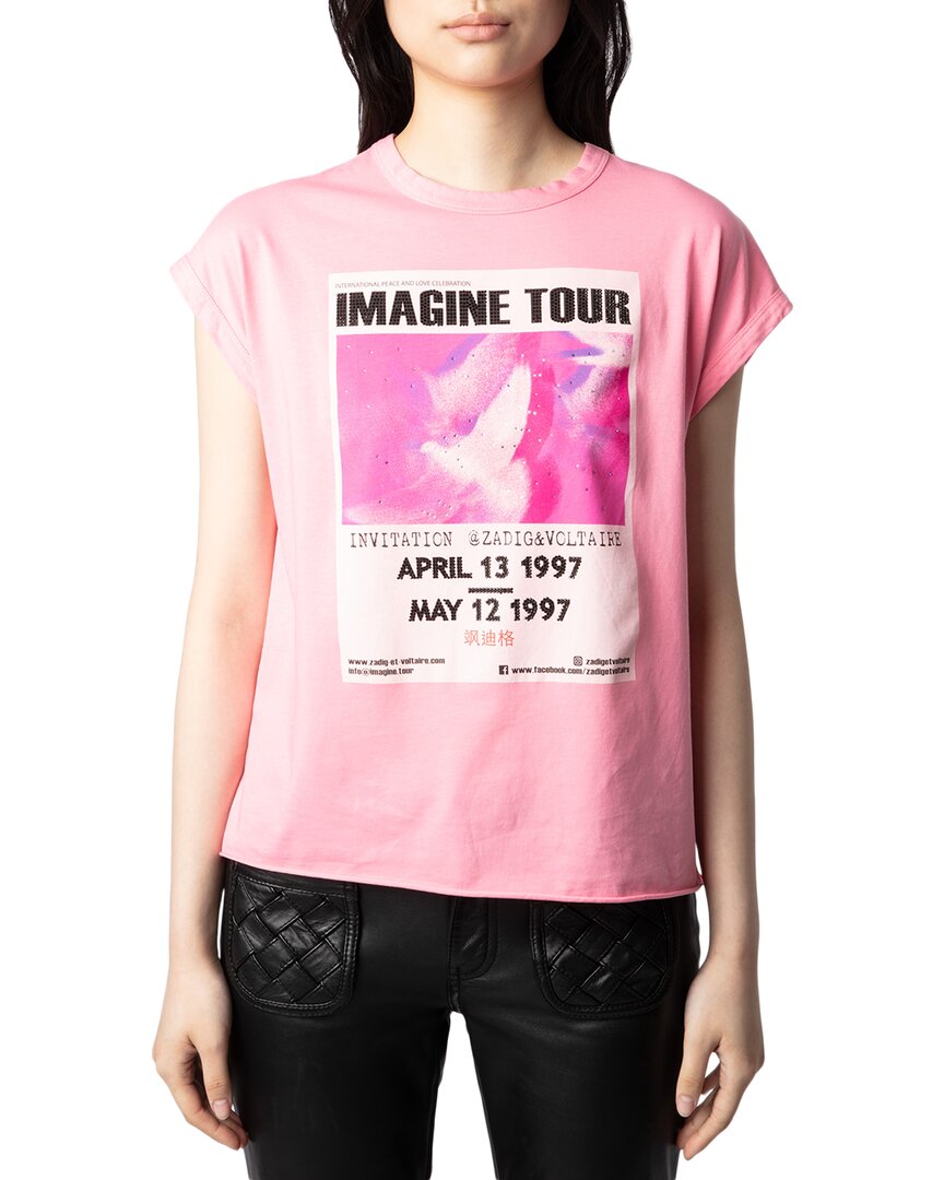 Zadig & Voltaire Cecilia Hc Concert Imagine Tou Tank Top In Pink