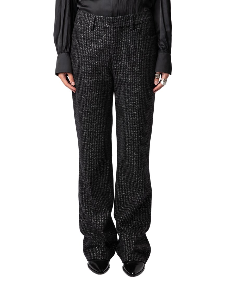 Zadig & Voltaire Pistol Car Shimmer Wool-blend Pant In Black