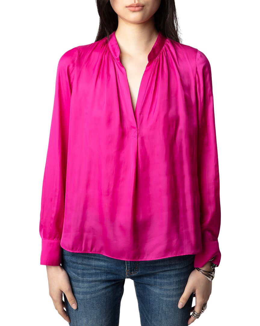 Zadig & Voltaire Tink Satin Tunic Top In Pink