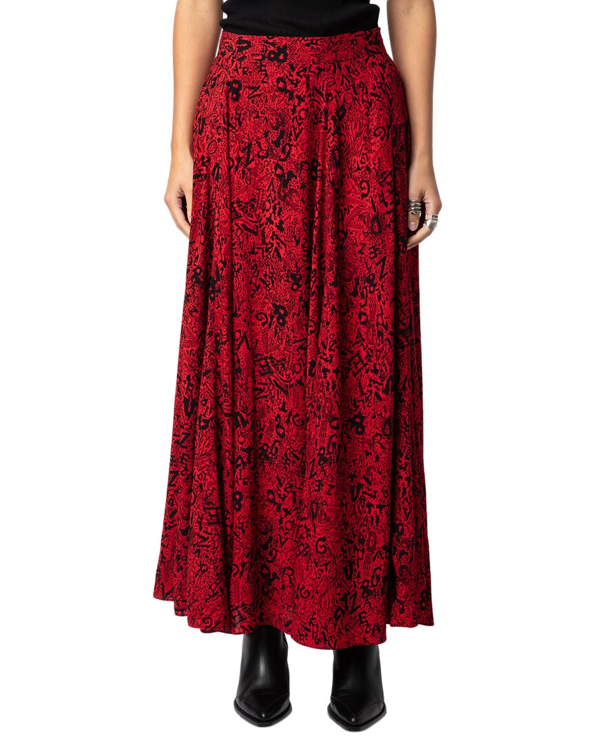 Zadig & Voltaire Joyo Soft Wild Voltaire Skirt In Red
