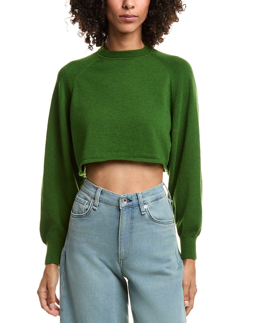 Industry Cropped Wool-blend Sweater In Green