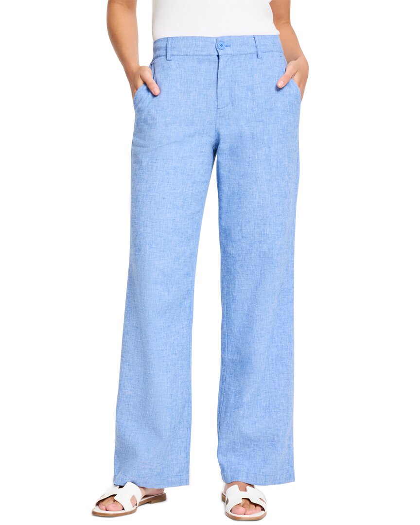 Nic + Zoe Nic+zoe Eliot Cotton & Linen Wide Leg Pants In Blue