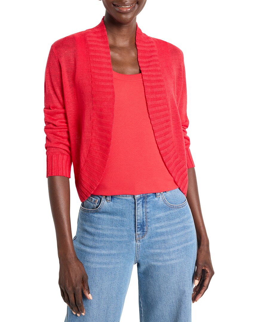 Nic + Zoe Nic+zoe Linen Blend Bolero Cardigan In Red