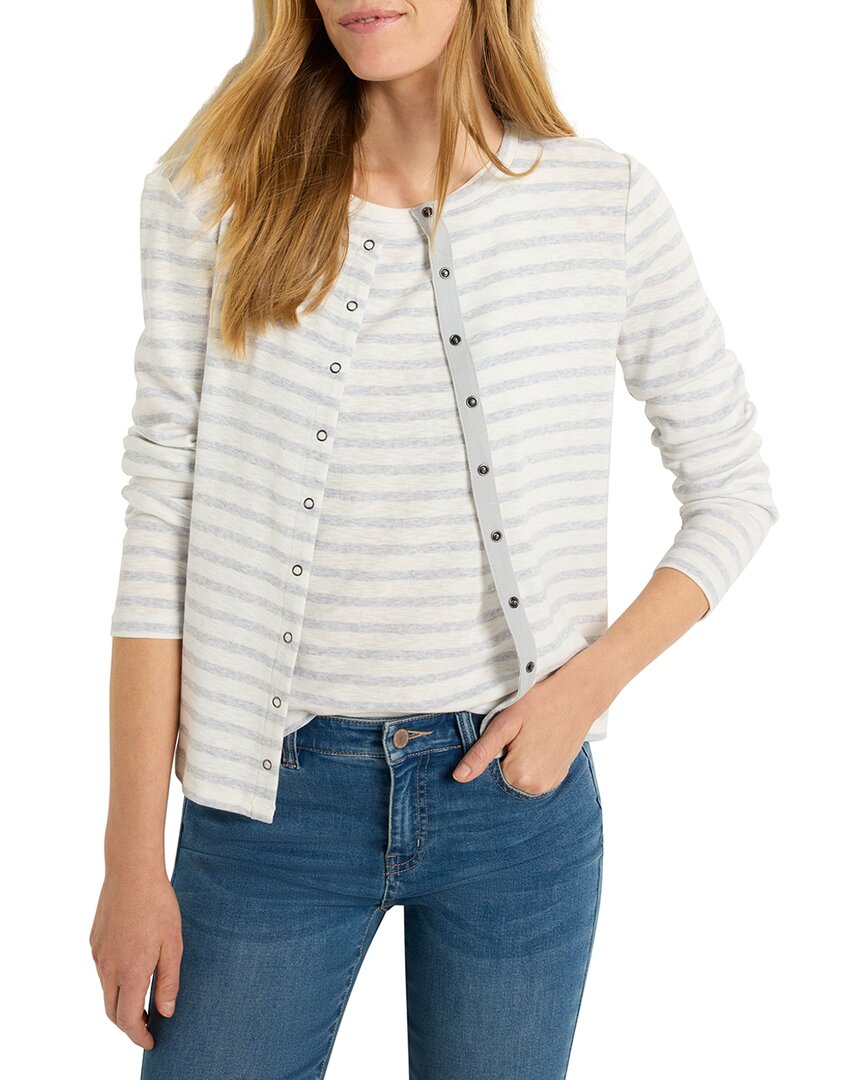 Nic + Zoe Nic+zoe Striped Snap Front Cardigan In Blue