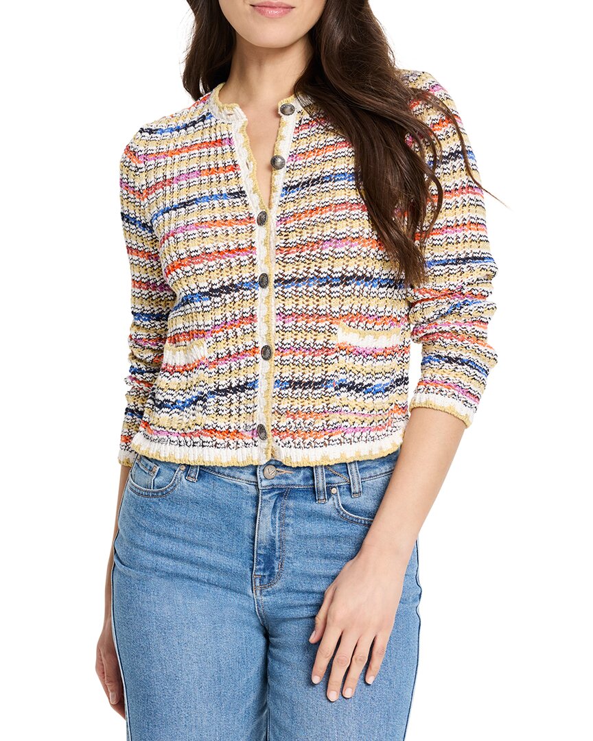 Nic + Zoe Nic+zoe Coastal Crochet Knit Jacket In Multi