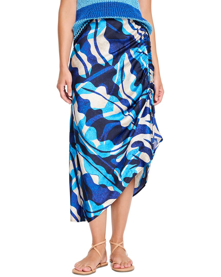 Nic + Zoe Nic+zoe Aqua Surf Asymmetric Side Ruched Skirt In Blue