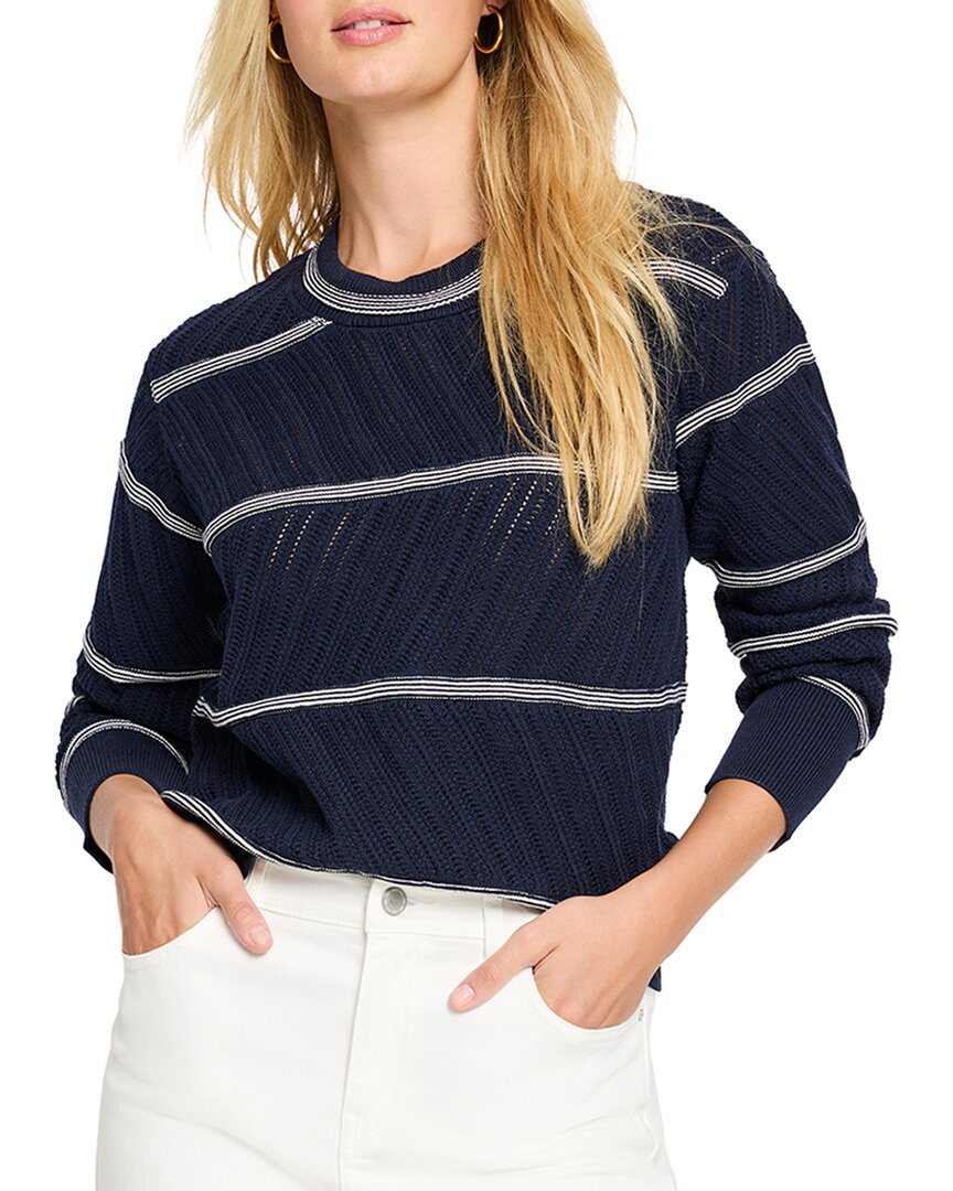 Nic + Zoe Nic+zoe Stripe Pointelle Stitch Sweater In Blue