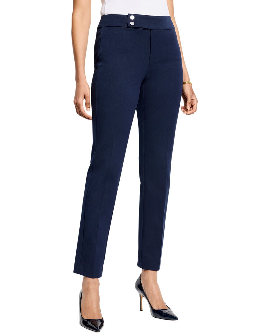 Nic + Zoe Copley Straight Cotton Bi-stretch Extended Tab Dress Pant In Dark Indigo In Blue
