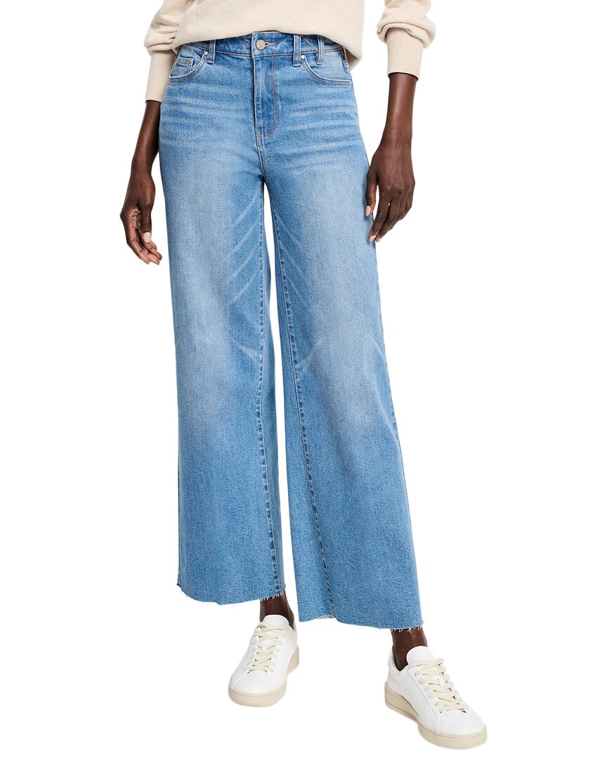 Nic + Zoe Nic+zoe Weekend Raw Hem Ankle Wide Leg Jeans In Blue