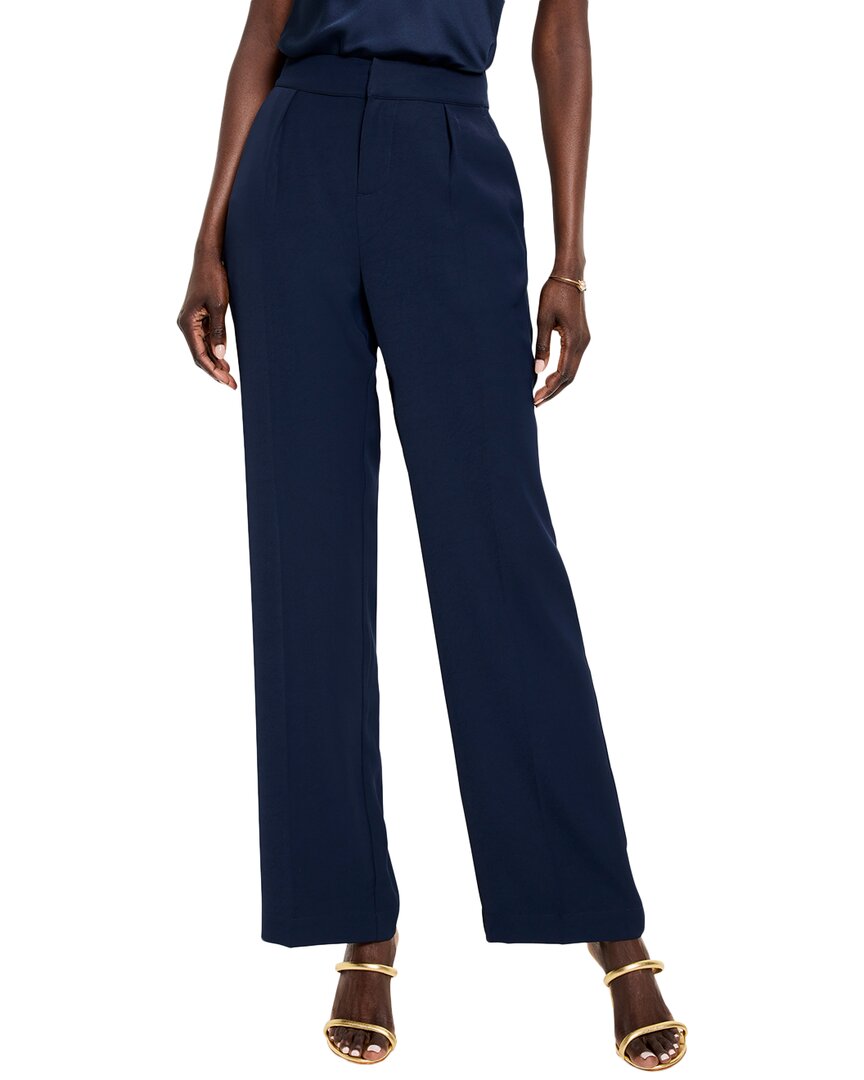 Nic + Zoe Nic+zoe Pintuck Pleated Wide Leg Knit Pants In Blue