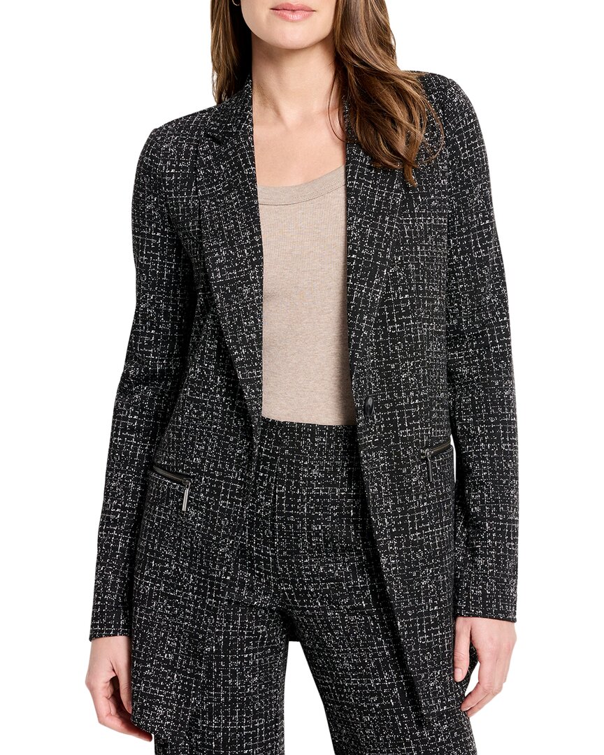 Nic + Zoe Nic+zoe Petite Dotty Grid Zip Jacket In Black