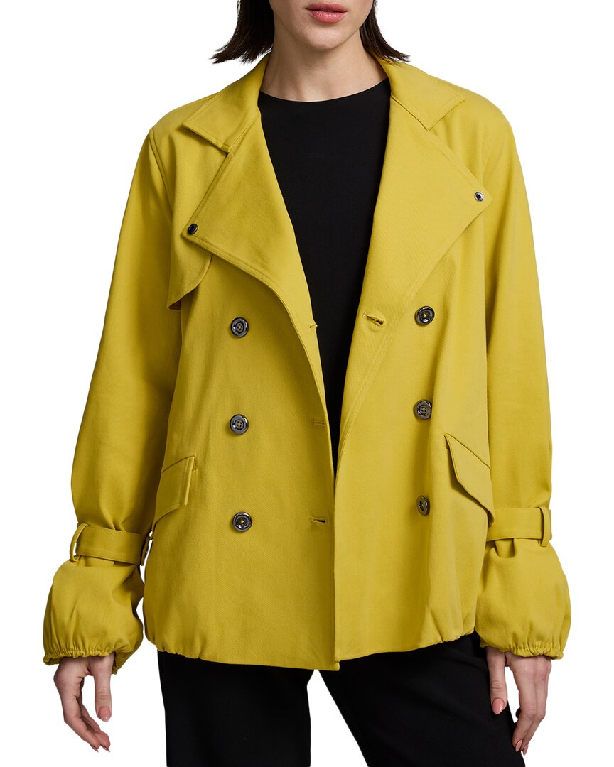 Nic + Zoe Nic+zoe Femme Camerelle Twill Double Breasted Jacket In Yellow