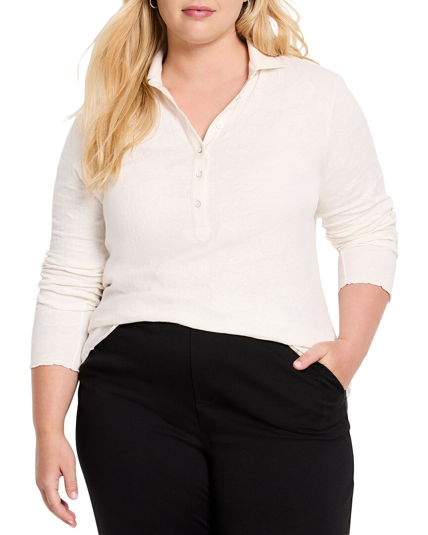 Nic + Zoe Nic+zoe Plus Lace Knit Collared Top In White