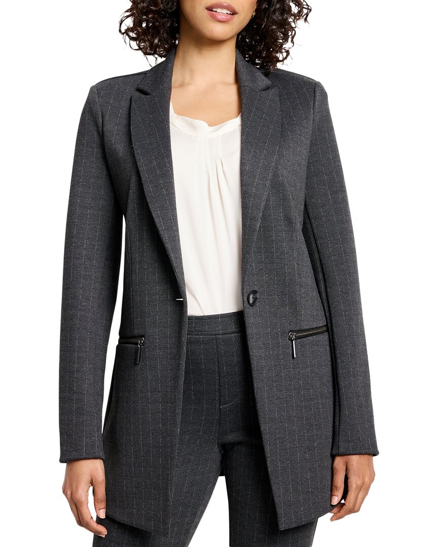 Nic + Zoe Nic+zoe Petite Pinstripe Ponte Zip Jacket In Gray