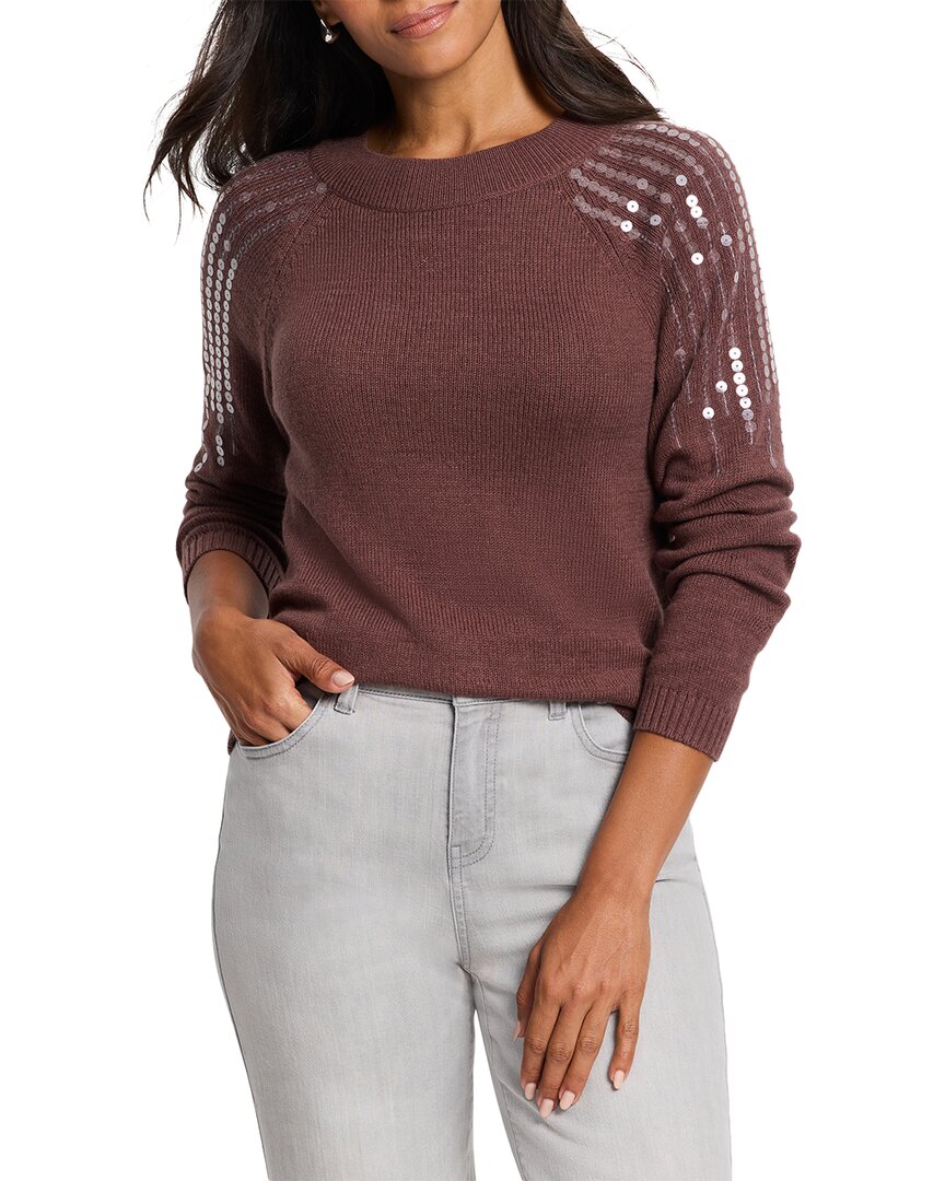 Nic + Zoe Nic+zoe Subtle Shine Sequin Sweater In Brown
