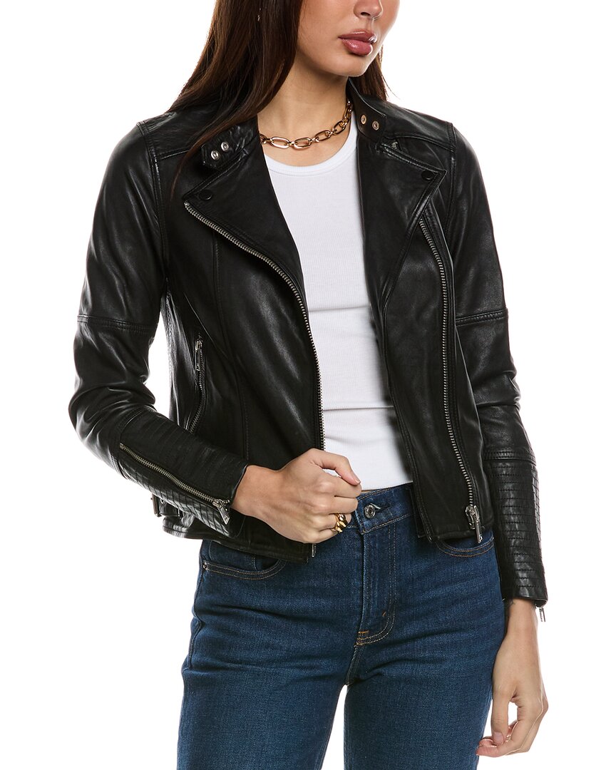 Reiss Tallis Leather Tallis Leather Biker In Black