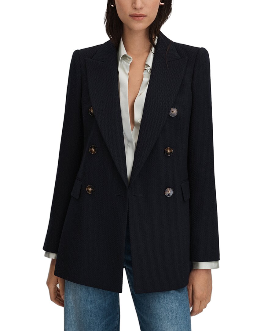 Reiss Lana Wool-blend Twill Jacket In Black