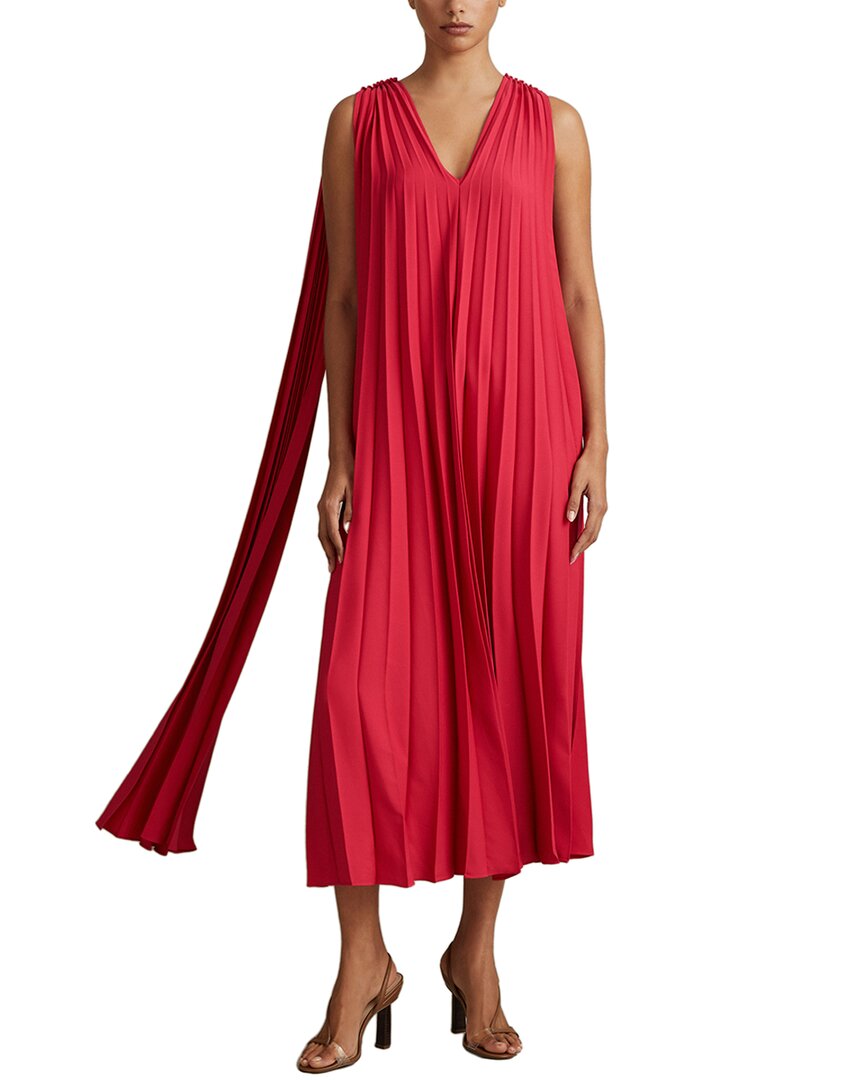 Reiss Loreli Pleated Occasion Gown In Red