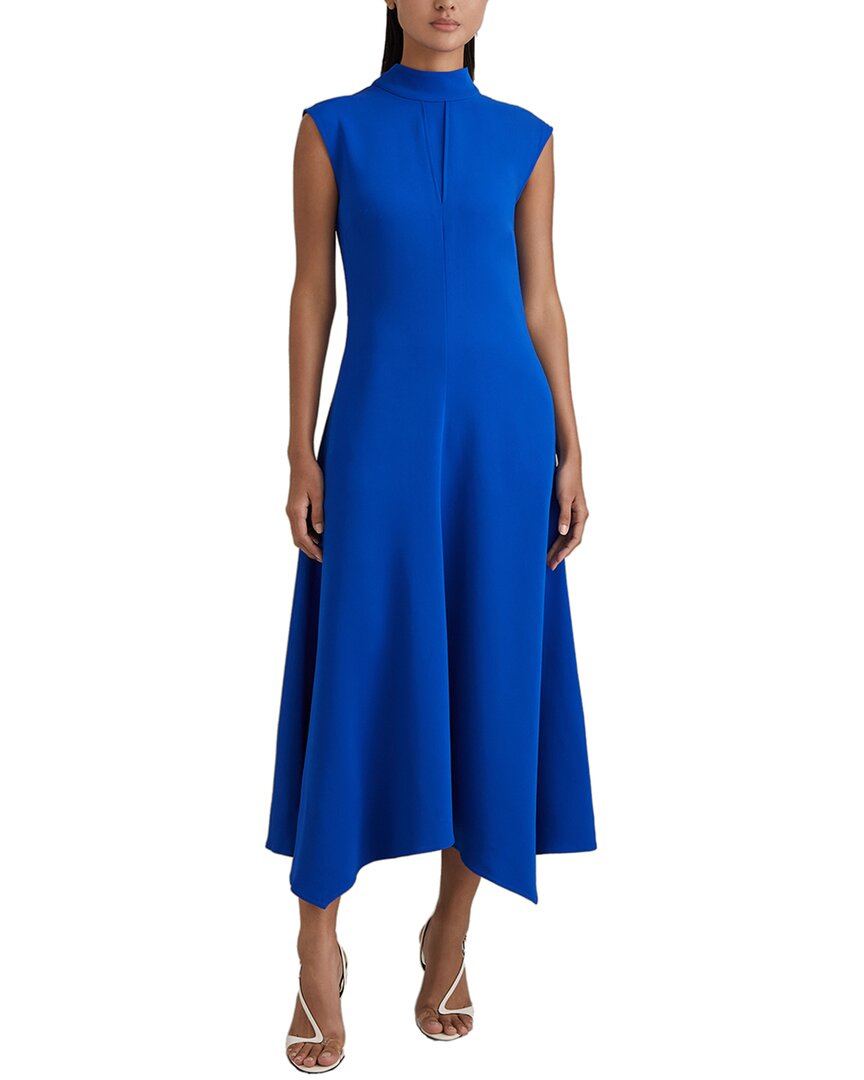 Reiss Jessa Side Ruched Asymmetric Dress In Blue