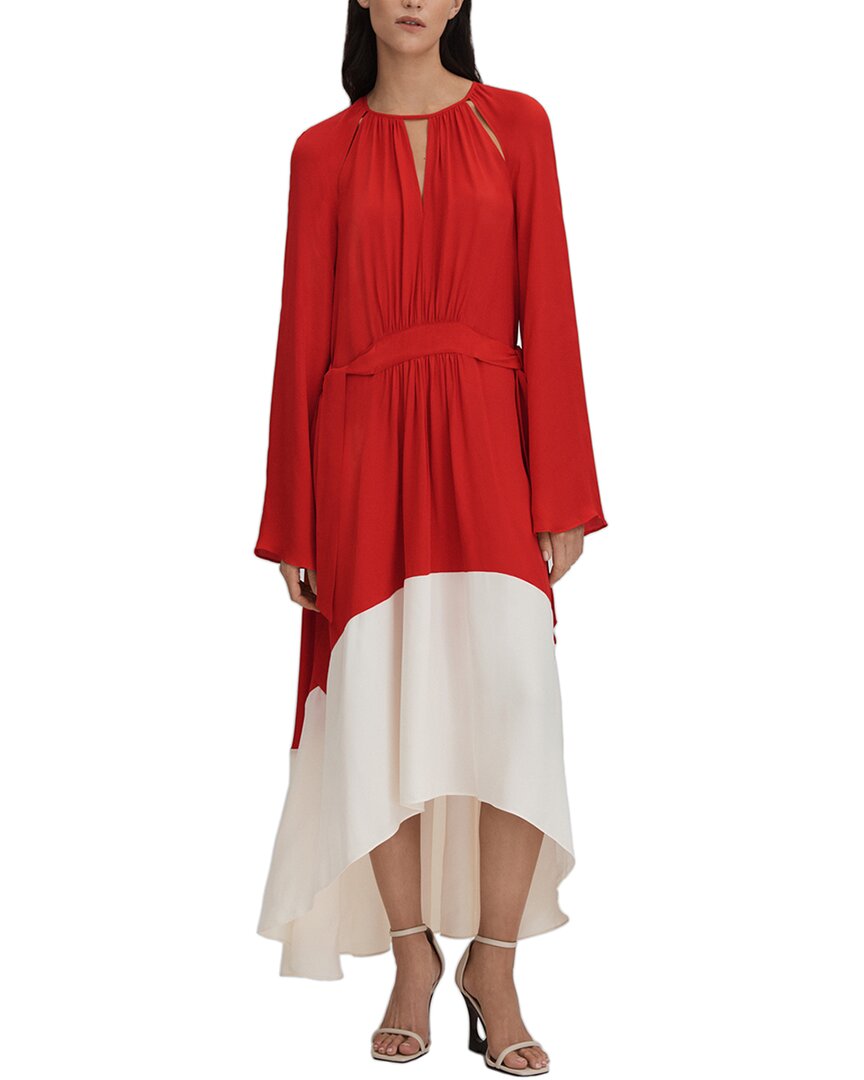 Reiss Luella Color Block Midi Dress In Red