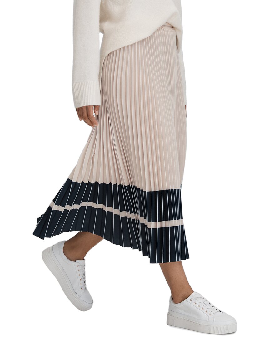 Reiss Marie Colorblock Pleated Skirt In Neutral