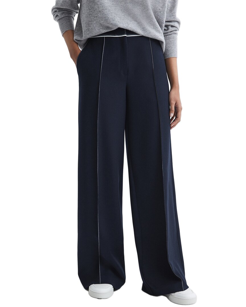 Reiss Oriel Wide-leg High-rise Stretch Woven-blend Trousers In Blue