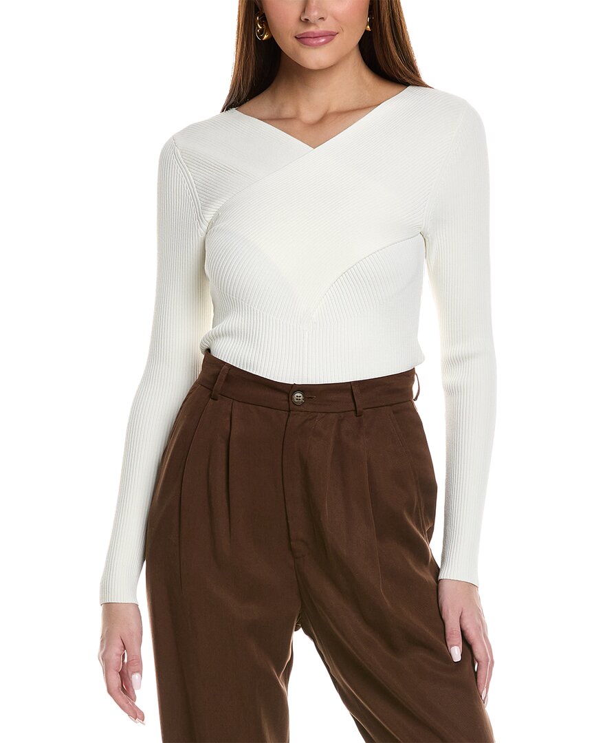 Reiss Heidi Cross Front Knitted Top In White