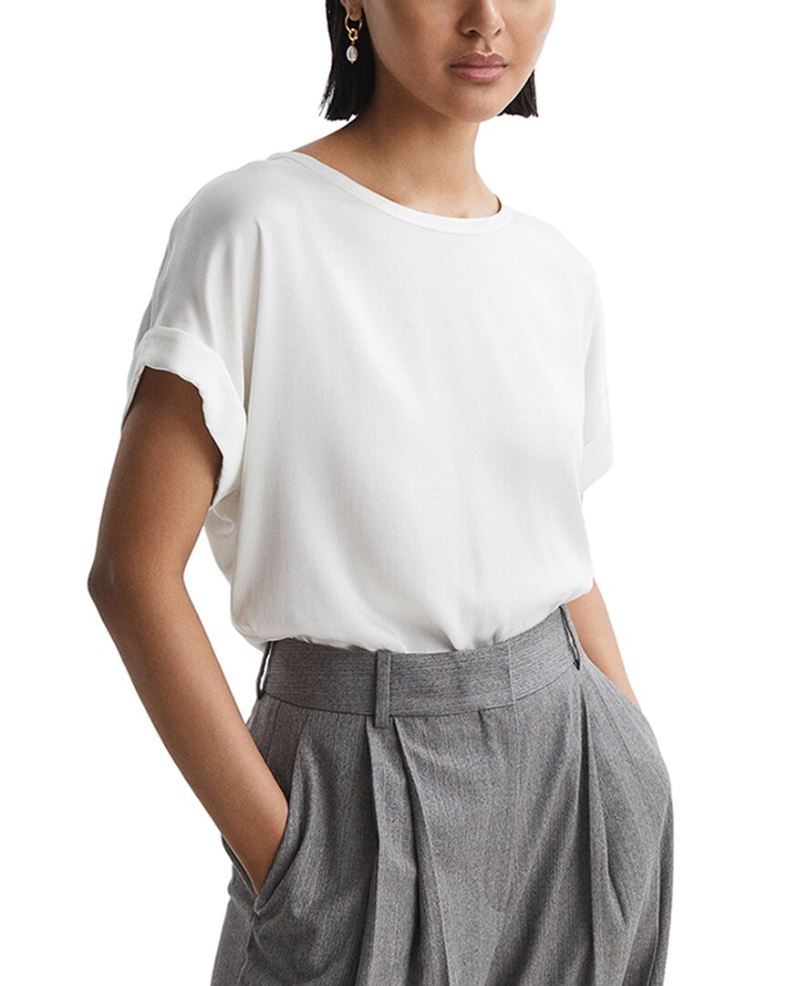 Reiss Helen Silk-blend T-shirt In White