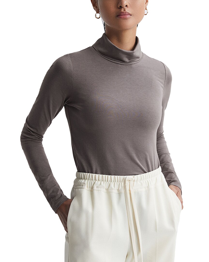 Reiss Piper Turtle Neck Fitted Top In Gray