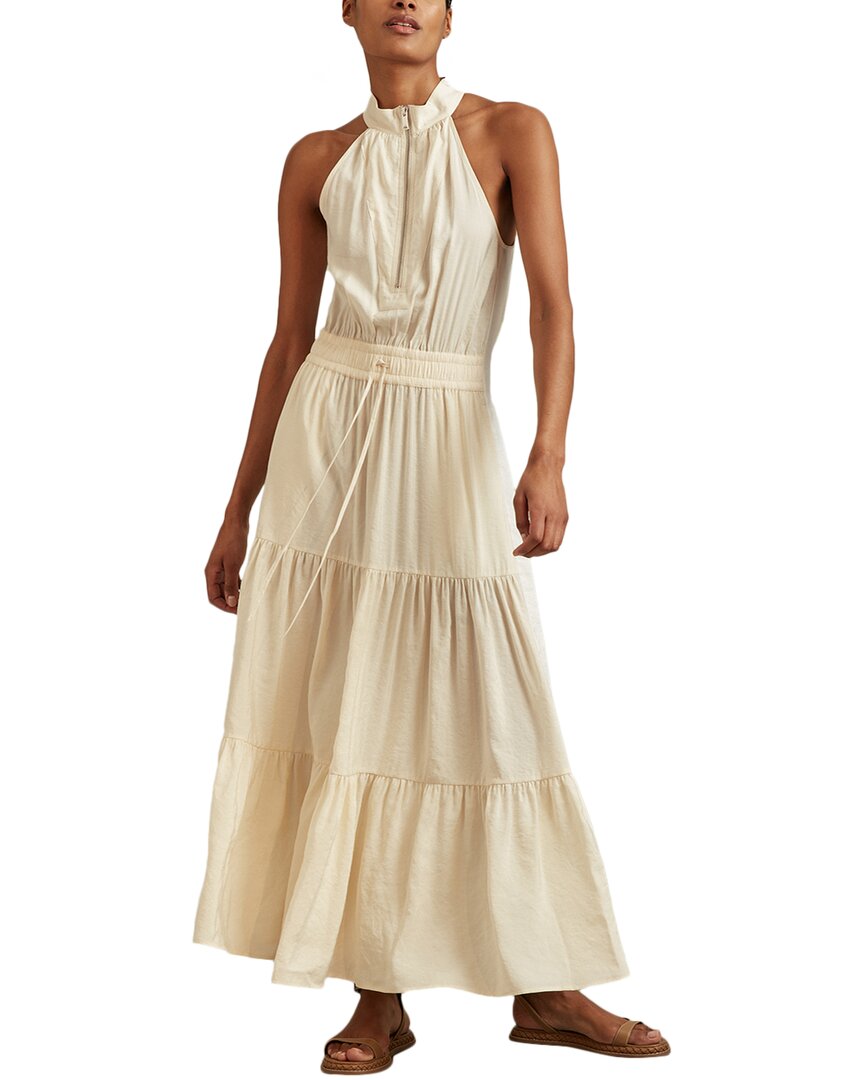 Reiss Neutral Taylor Drawstring Waist Tiered Midi Dress In Neutral