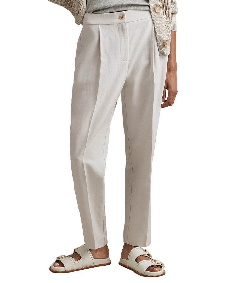 Reiss Farrah Linen-blend Taper Trouser In Neutral