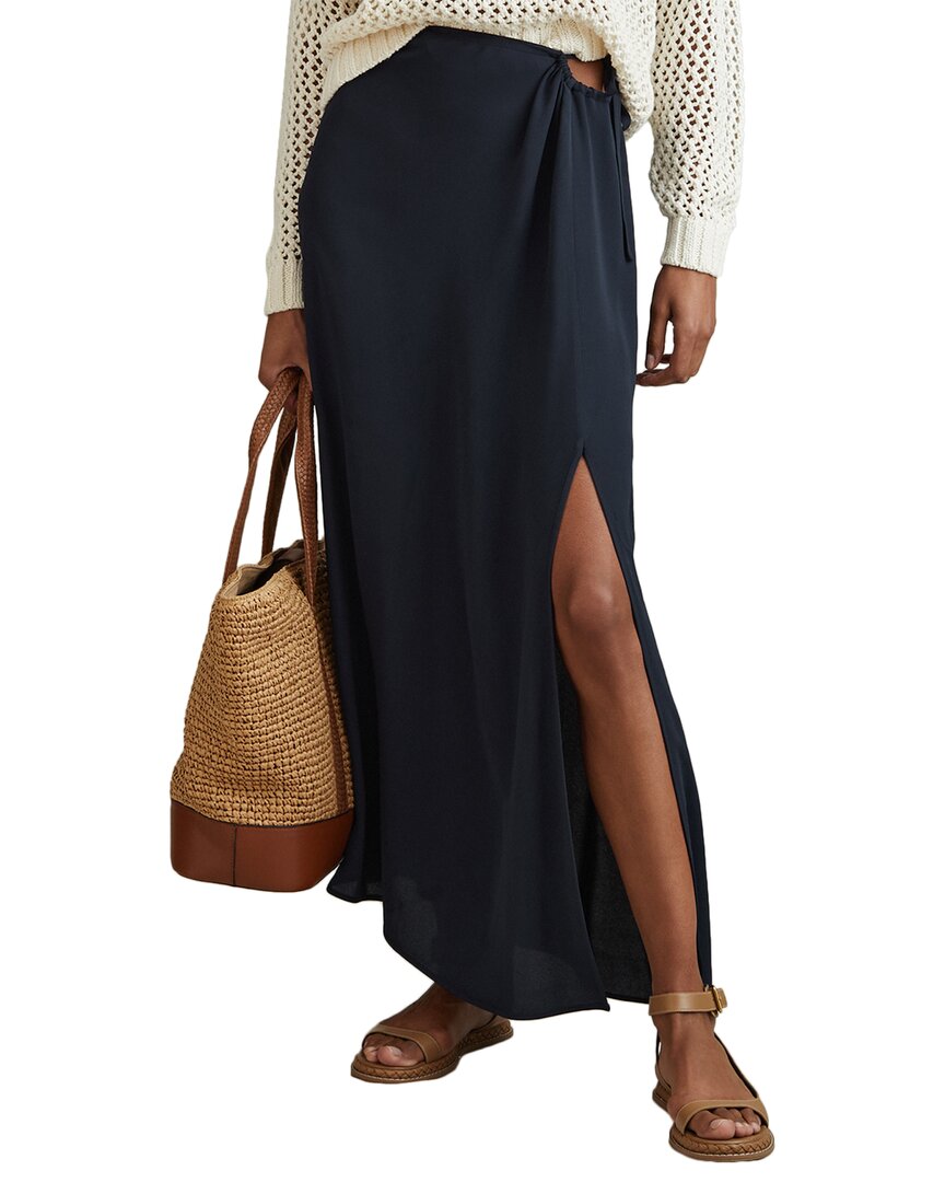 Reiss Esme Cutout Side Tie Midi Skirt In Blue