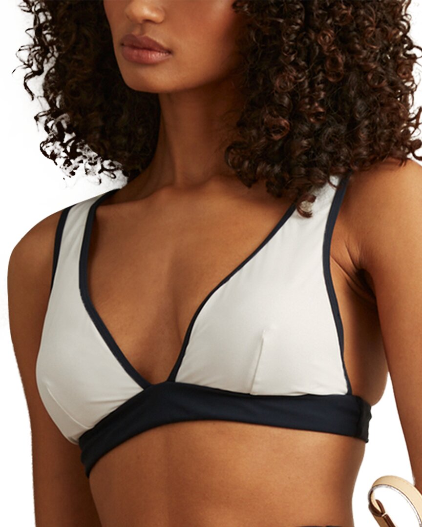 Reiss Jessica Wide Strap Fixed Triangle Bikini Top In Brown