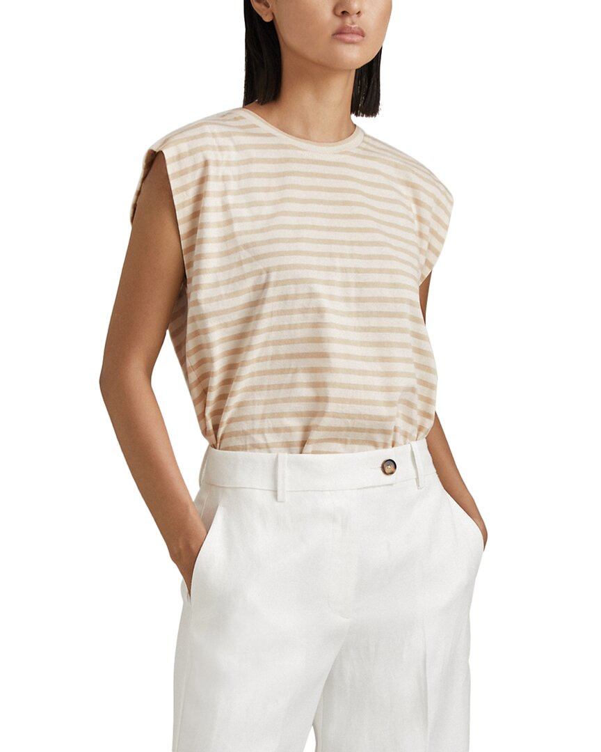 Reiss Morgan Stripe Capped Sleeve T-shirt In Neutral