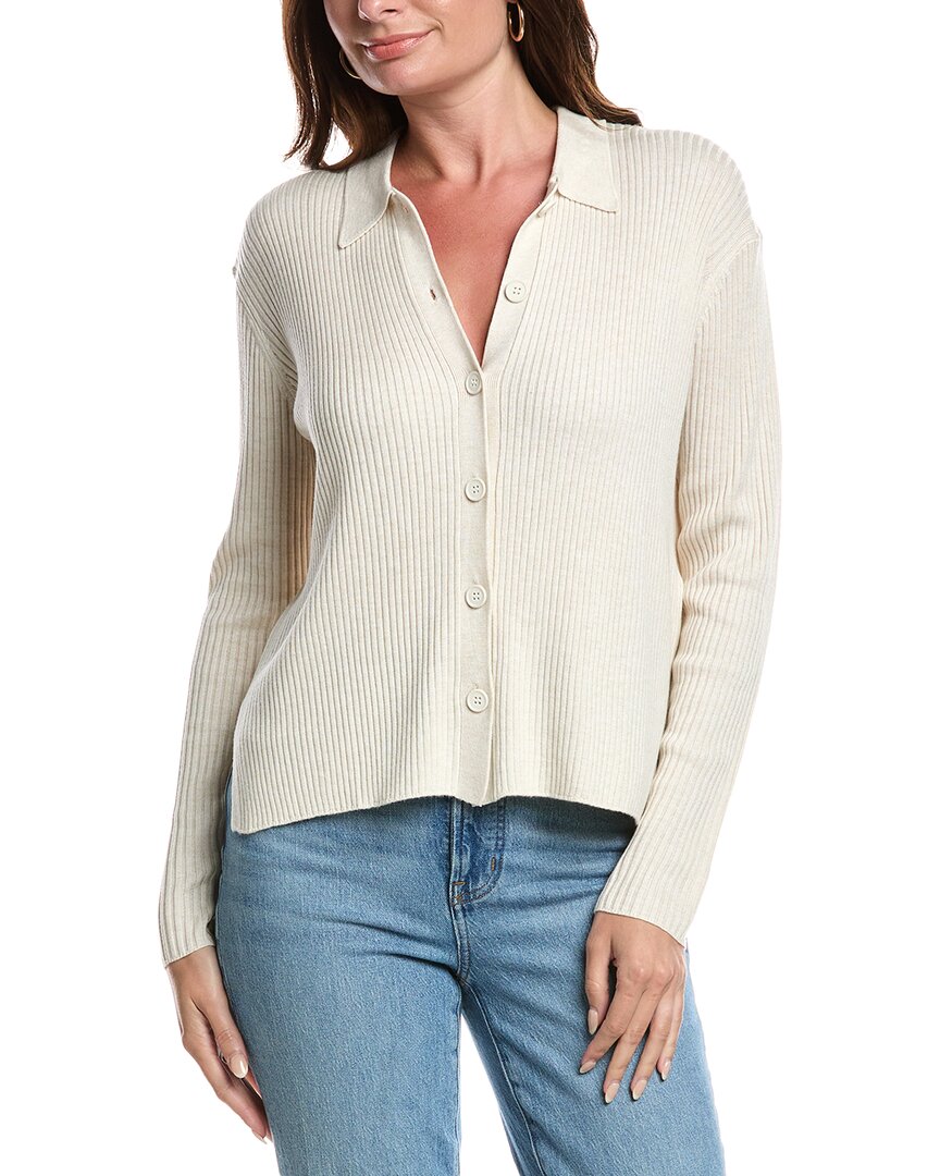 Splendid Georgie Elbow Sleeve Rib Button-up Sweater In Neutral
