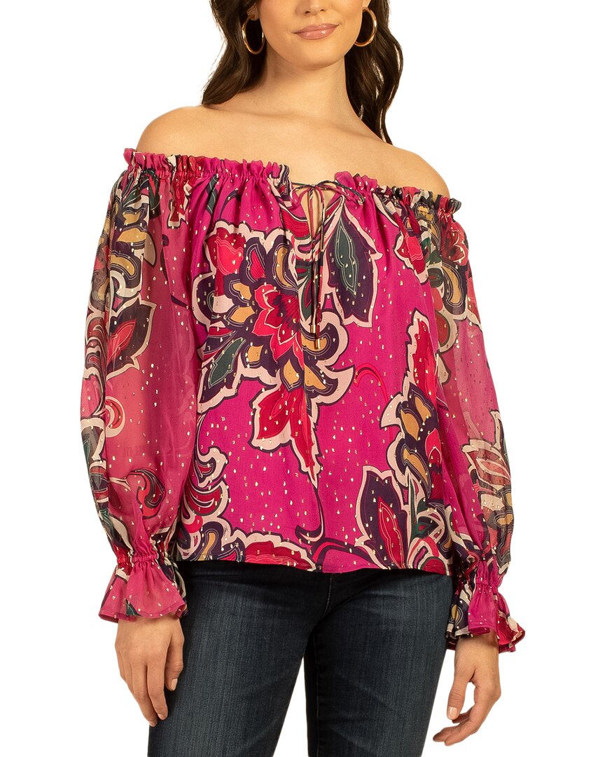 Trina Turk Indore Silk-blend Top In Pink