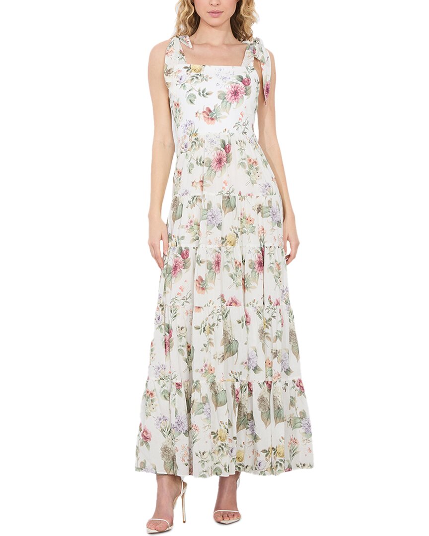 Alice And Olivia Alice + Olivia Monnie Tie Strap Tiered Maxi Dress In White