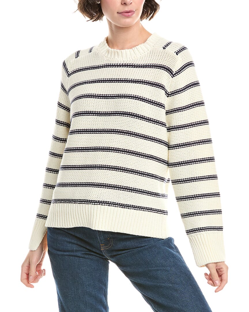Madewell Stripe Clean Cotton Kyla Pullover Bright Ivory Navy Stripe In Neutral