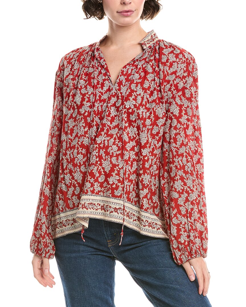 Madewell Paisley Shirred Popover Top In Red