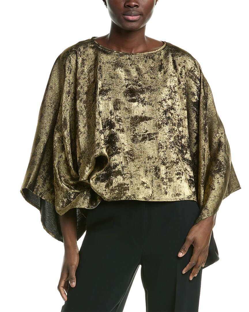 Anne Klein Foiled Georgette Extreme Kimono Sleeve Top In Multi